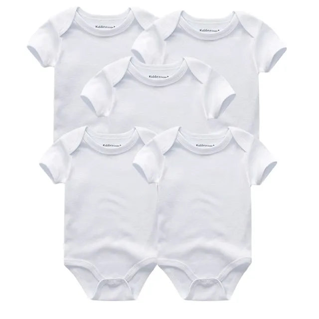 Baby Outfit Set5 Pack Cotton Bodysuits - Cute Solid & Cartoon Print Clothes for Newborn