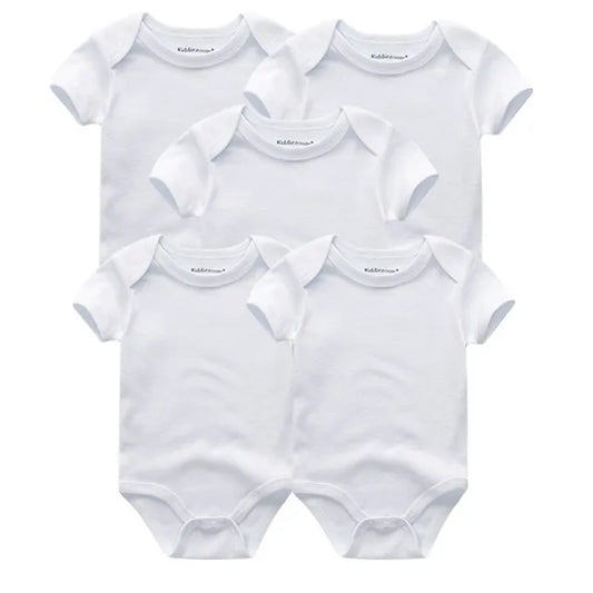 Baby Outfit Set5       Pack Cotton Bodysuits - Cute Solid & Cartoon Print Clothes for Newborn