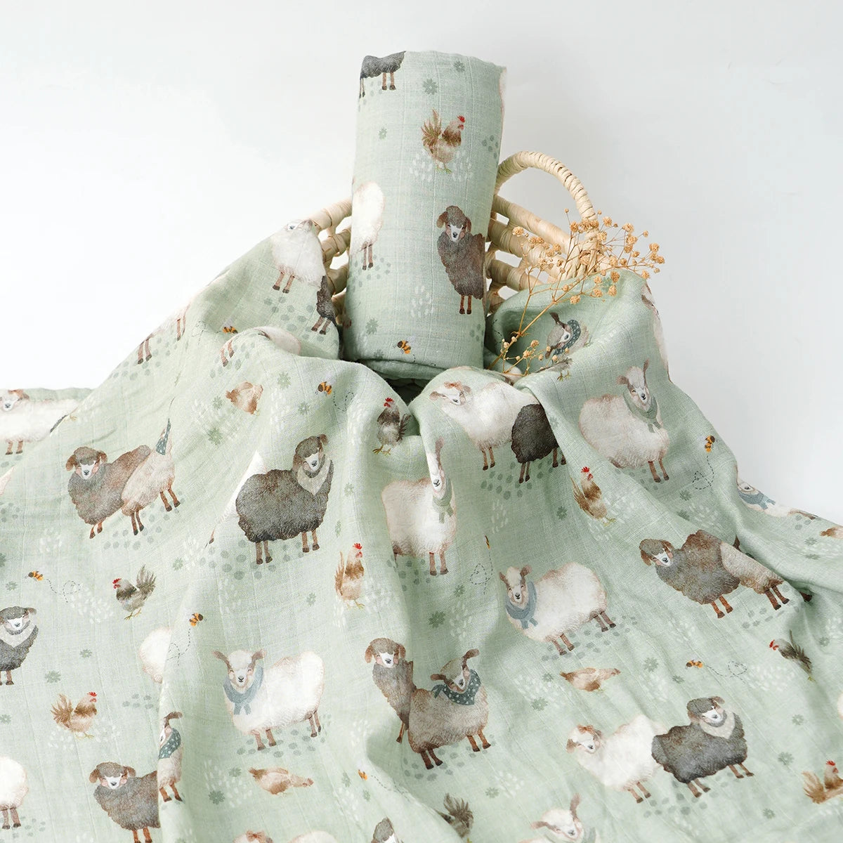 Newborn Muslin Swaddle Blanket – Breathable Bamboo Cotton Wrap for Boys & Girls