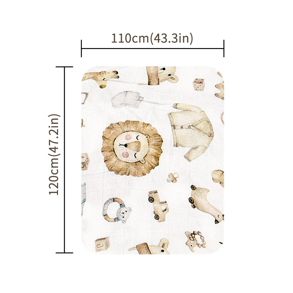 Bamboo Cotton Muslin Baby Wrap – Soft Infant Swaddle & Bath Towel (120×110 cm)