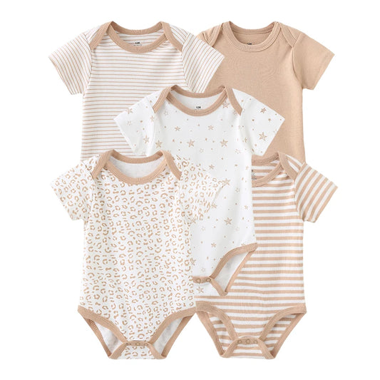 Solid Color Baby Bodysuits
Unisex Cotton 5-Piece Newborn Outfit Set - Everyday Summer Essentials
