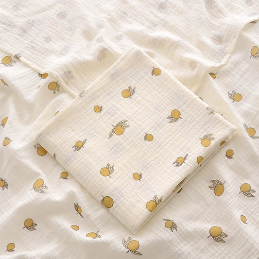 Muslin Baby Swaddle Towel – Cartoon Print Cotton Blanket for Newborns