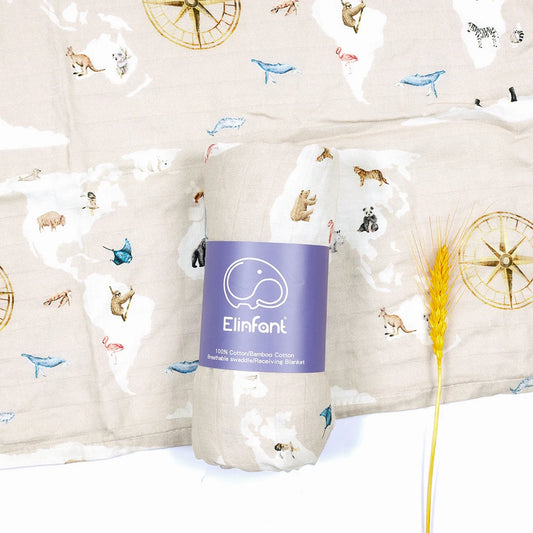 Newborn Baby Muslin Wrap – Organic Bamboo Cotton Swaddle & Sleeping Blanket