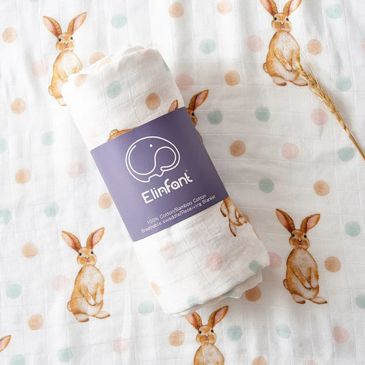 Muslin Cotton Baby Swaddle – Bamboo Blend Blanket for Newborn Sleeping & Bath